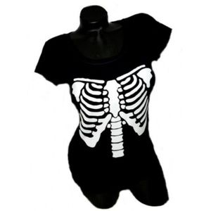 Sexy Skeleton Black Fitted Jersey Tee.